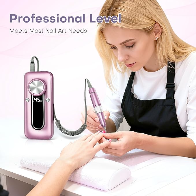 TUOBEO Nail Drill Electric Nail File Kit 45000 RPM Professional Efile Nail Set,Cordless Portable Rechargeable Acrylic Gel Nail Polish Remover Machine Pedicure Manicure Tool with 11 Bits for Salon Home