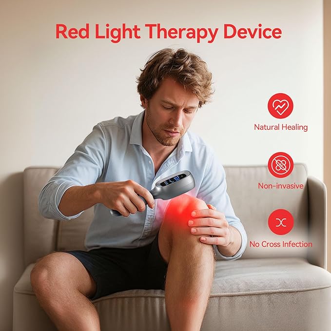 Cold Red Light Therapy Device – Dual Wavelength 4×808nm & 34×650nm Red Light Therapy Wand – Handheld Infrared Light Therapy for Body, Knee, Shoulder, Back, Muscles, Joints and Pets