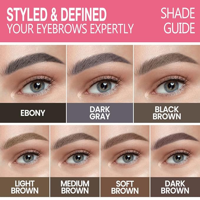 3Pcs Waterproof Eyebrow Pencil, Professional Makeup Micro Brow Pencil, Double-ended ultra-fine eyebrow pencil, Ultra-Fine Mechanical Pencil (3, 01#Ebony)