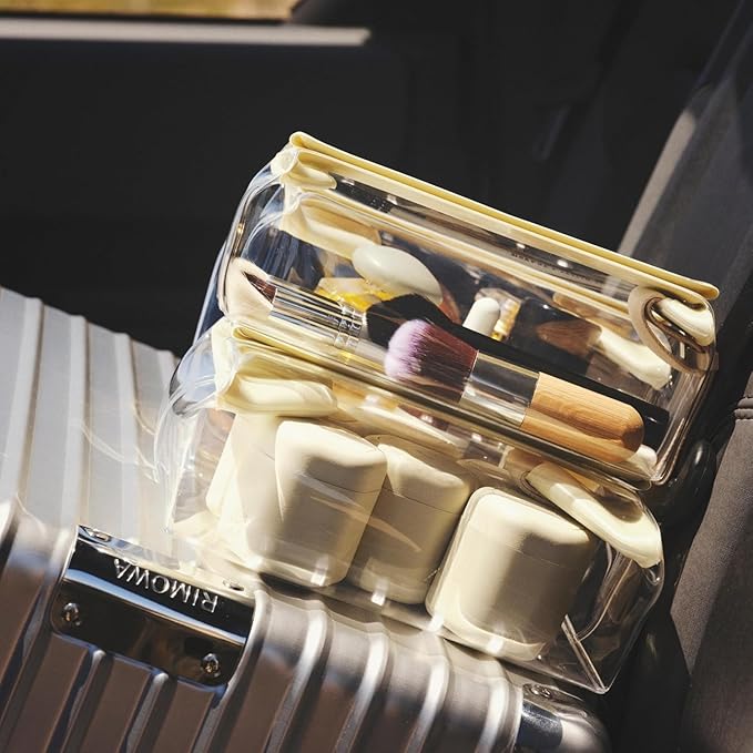 Cadence Travel Containers - 2 Piece Haircare Set - Magnetic Travel Capsules - For Shampoo, Conditioner, Hair Styling Product - 1 Small & 1 Medium Capsule - Shampoo & Conditioner Labels - Sand