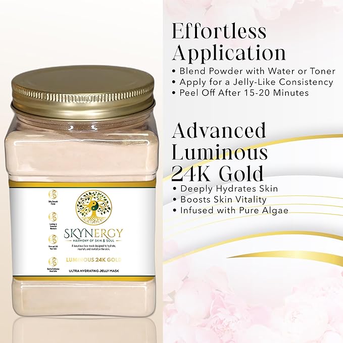 Luminous 24k Gold Jelly Mask - Professional Grade hydroglo Jelly Face Masks Skin Hydration, Radiance & Glow, Suitable for all Skin Types - Vajafacial Jelly Mask |12 Applications (30Fl Oz)