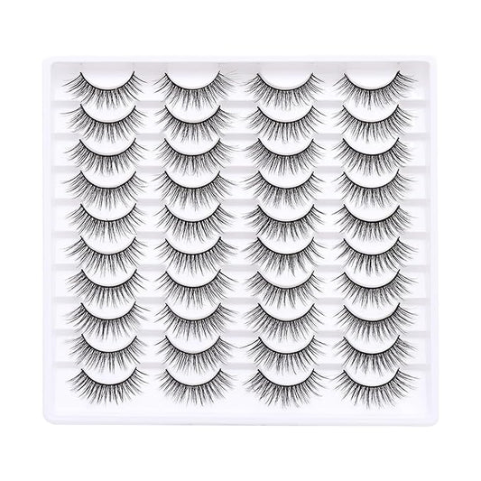 False Eyelashes 20 Pairs Wispy Lashes Faux Mink Lashes 14mm 3D Fluffy Cat Eye Lashes （style 20-058)