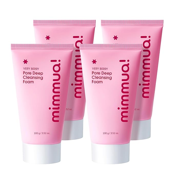 VERY BERRY Pore Deep Cleansing Foam | Berry Complex + Fermented Ingredients for Moisture & Healthy Glow | Gentle Exfoliating Face Scrub for Bumpy Skin | Pore Cleanser | 100g/ 3.52 FL OZ, 4pcs