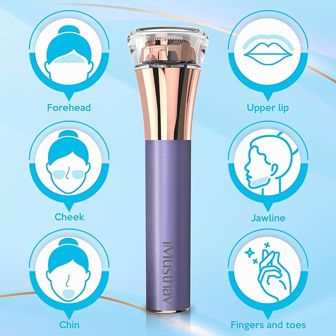 iMusthav Facial Hair Remover for Women | 18K Gold 20mm Dual Ring Head | 360° LED Light USB Rechargeable
