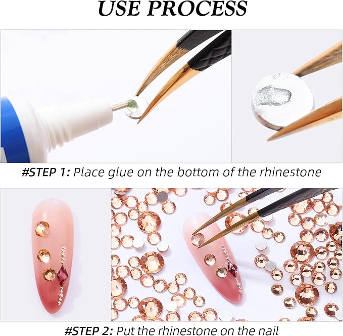 Meibite Champagne Flatback Rhinestones, Glass Rhinestones for Nail Art and Craft, Glue Fix, Loose Crystal Gemstones(Champagne, SS4, 2880pcs, 1.5-1.7mm)