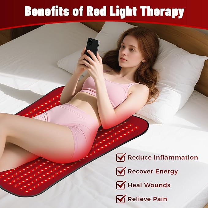 31.5''×24'' Red Light Therapy for Body, 41W 420LED Beads Wearable Red Infrared Light Therapy Wrap for Body, 660nm & 850nm, Auto Timer, Ideal for Shoulder Waist Back Body