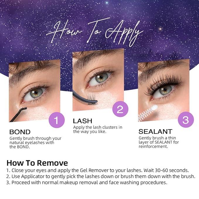 THINK SHOW Wispy Lash Clusters Kit 40D 9-16mm 280pcs Natural Eyelash Extension Kit with Bond and Seal,Tweezers,Remover Individual Lashes Clusters for Beginners and Self Use (40D)