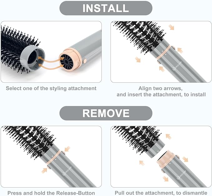 6-in-1 Hair Dryer Brush, 110,000 RPM High Speed Hair Dryer with Air Straightener, 28mm AUTO Curlers, IG INGLAM MegaAIR 2.0 Multi-Styler Set Volumizing and Shape, Gray