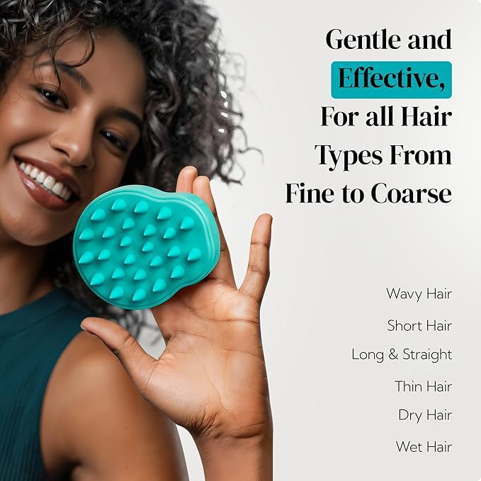 HEETA Hair Scalp Massager Shampoo Brush 2 Pack, Soft Silicone Bristles to Remove Dandruff, Waterproof Hair Scrubber for Both Wet Dry Hair, Suitable for Men & Women (Green & Purple)