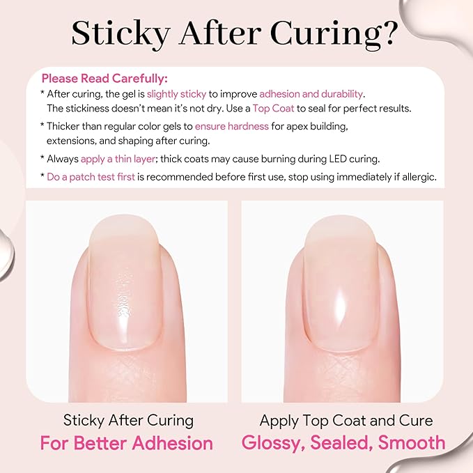 QIEK Builder Nail Gel Polish, 8-in-One Building Strengthener Apex Enhancement Extension Hard Jelly Nude Gel Polish LED Lamp Cured Rubber Base Coat for DIY Manicure Home Beauty Gifts for Women