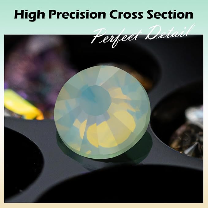 Meibite F Light Green Flatback Rhinestones, Glass Rhinestones for Nail Art and Craft, Glue Fix, Loose Crystal Gemstones(F Light Green, SS12, 1440pcs, 2.9-3.0mm)