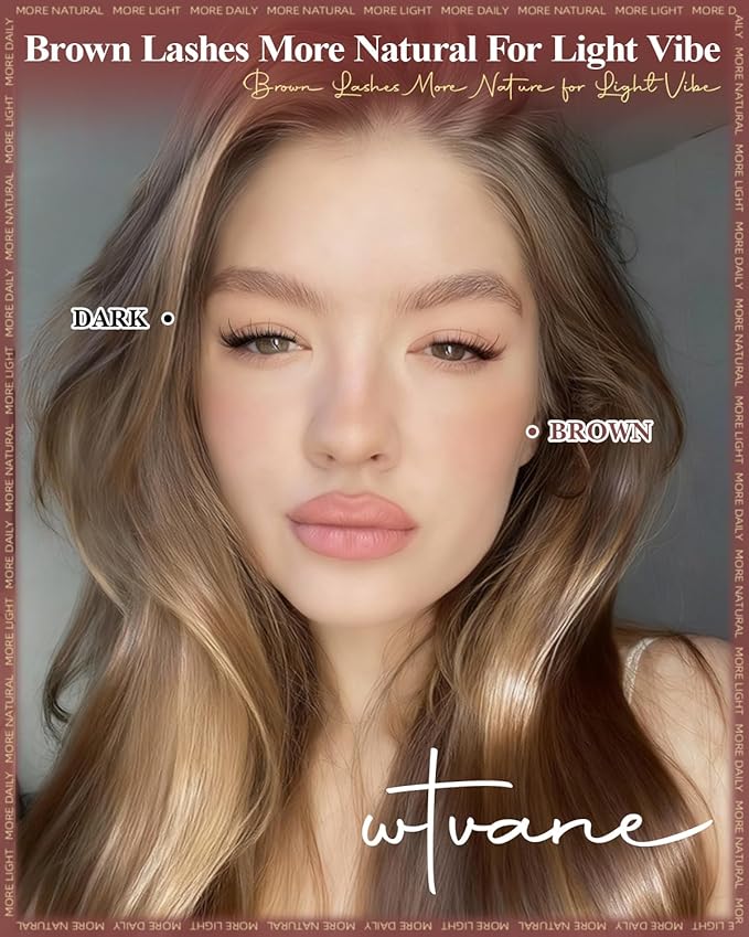 Wtvane Brown Lash Clusters Wispy Eyelash Clusters Natural Lash Clusters with Spikes 8-16mm Cluster Eyelash Extensions Natural Look C-Curly Individual Lashes Thin Band Lashes Clusters Manga Eye Lashes