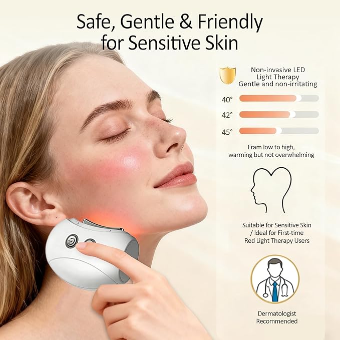 Electric Gua Sha Face Massager Tool with Red Light Therapy, 3-in-1 Microcurrent Guasha Tool with Soothing Vibration, 7-Color LED Warm Heat, for Face/Neck/Eyes/Scalp, Lifting, De-Puffing