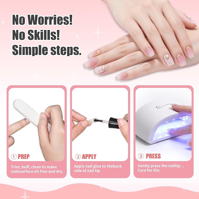 GAWRJ Gel Nail Glue for Clear Acrylic Nail Tips 2 Pcs 15ml Long Lasting Nail Gel Kit for False Nails Tips, Base Blooming Nail Gel, Christmas Nail Art, U V Light Required