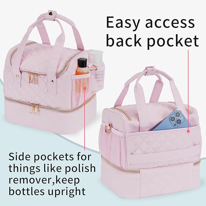 VOFIpremiAm Nail Polish Organizer Case Fits Nail Lamp and 30 Bottles,Nail Organizers and Storage for Nail Tech Travel,Pretty Nail Polish Storage Bag Fits Nail Kit & Manicure Tools (Patented)