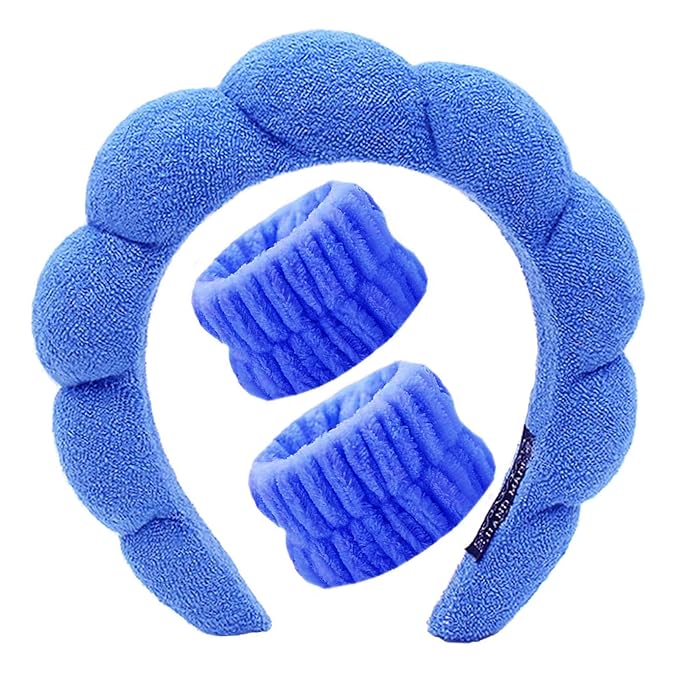 KYHYFJMD Spa Headbands for Washing Face Soft Puffy Bubble Headbands Wristband for Women Girls Makeup Skin Care Facial Beauty Shower Towel Hairband