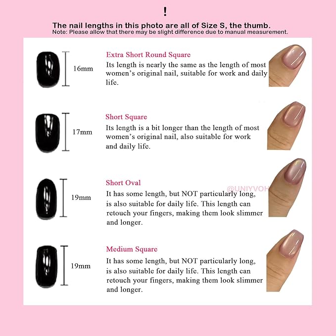 Cat Eye Press on Nails Handmade Short Oval/Square/Round False Nails with French Tip/Aurora/Magnetic Shimmer Designs (Plain Water M)