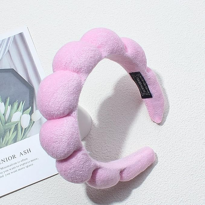 KYHYFJMD Spa Headbands for Washing Face Soft Puffy Bubble Headbands Wristband for Women Girls Makeup Skin Care Facial Beauty Shower Towel Hairband
