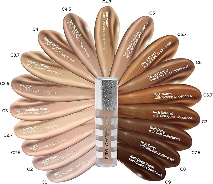 Fitglow Beauty Conceal+ | Vegan Full Coverage Concealer Skincare with Vitamin K + Green Tea | Corrects Dark Circles, Blemishes & Redness | Non-Creasing, Natural Finish | C1-6g