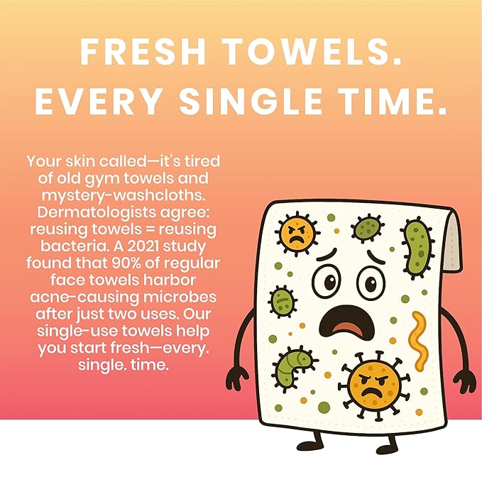 Vacation Club XL Biodegradable Face Towels (50 Count) – Plant-Based Disposable Facial Wipes for Cleansing, Makeup Removal & Skincare – Textured, Soft & Eco-Friendly
