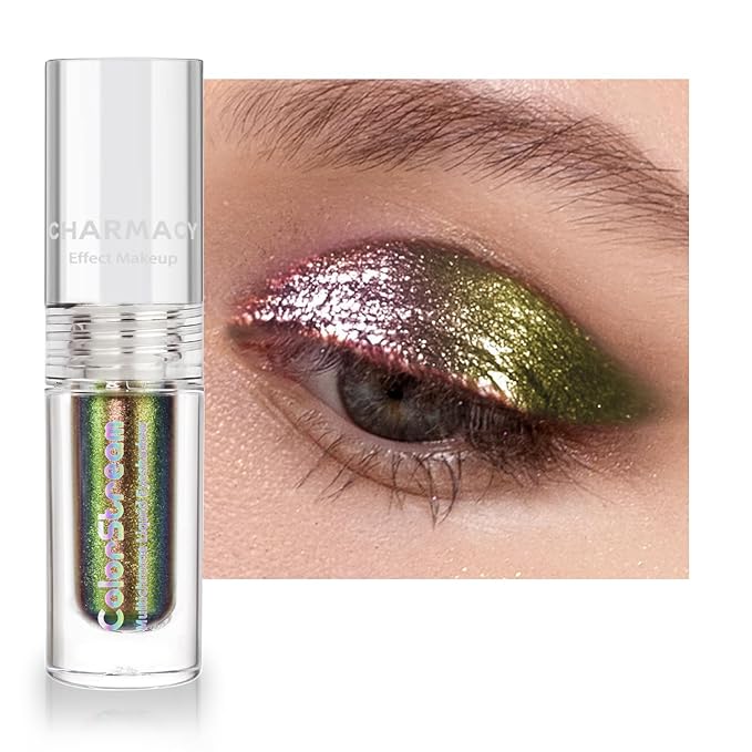CHARMACY Liquid Duochrome Eyeshadow, Multi-Dimensional Eye Looks, Long Lasting Glitter Eye Shadow Sets Metallic Pigments, Quick Drying, Sparkling Shiny Eye Makeup for Beginners, 1.6g (#21)