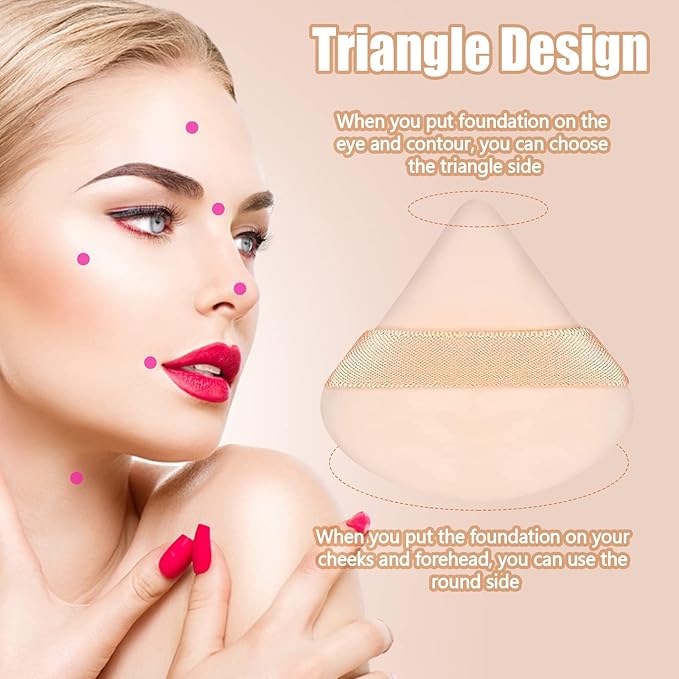 Pimoys 6 Pieces Powder Puff Face Triangle Makeup Sponge Soft Powder Puffs for Loose Powder Foundation Sponge Setting Powder Puff Makeup Tool, Valentines Day Gifts for Women