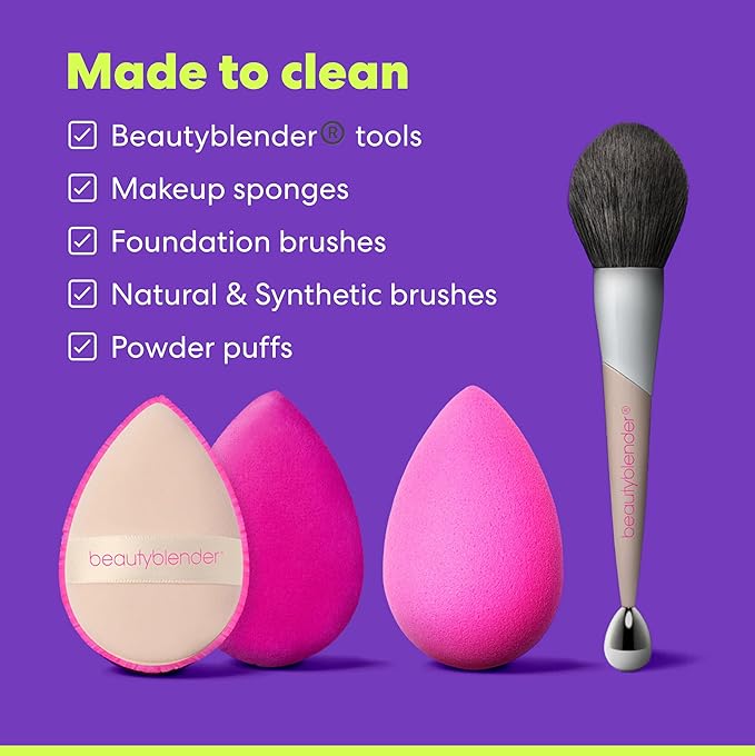Beautyblender Blendercleanser Tool Scrub Solid Cleanser – Lavender Makeup Sponge & Brush Cleansing Bar – Hand, Sponge, and Brush Cleanser, Removes Makeup & Buildup, Travel-Friendly, 1 oz