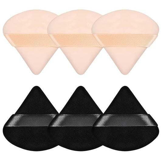 Pimoys 6 Pieces Powder Puff Face Triangle Makeup Sponge Soft Velour Puffs for Loose Powder Setting Powder Blender Foundation Sponge Beauty Makeup Tool, Valentines Day Gifts for Women