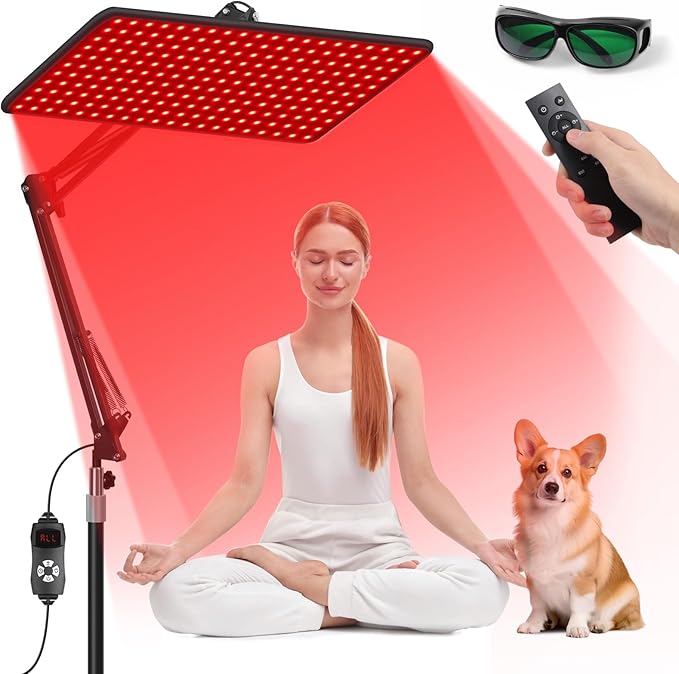 Morfone Red Light Therapy for Face and Body - Wireless Magnetic Remote, 660nm 850nm 940nm 3 in 1 Red Infrared Light Therapy Lamp with Stand with Large Panel, Therapy Device at Home, Gifts for Women