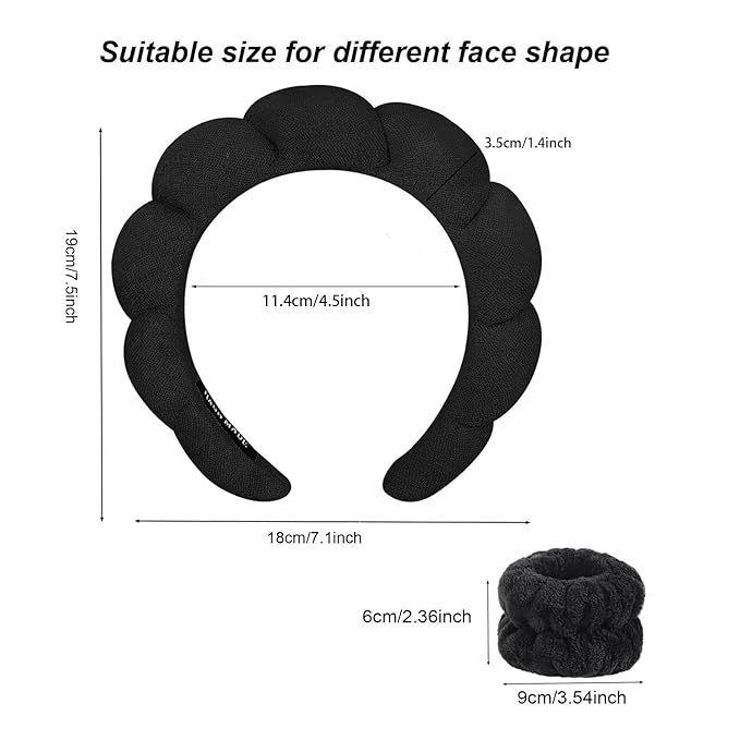 KYHYFJMD Spa Headbands for Washing Face Soft Puffy Bubble Headbands Wristband for Women Girls Makeup Skin Care Facial Beauty Shower Towel Hairband