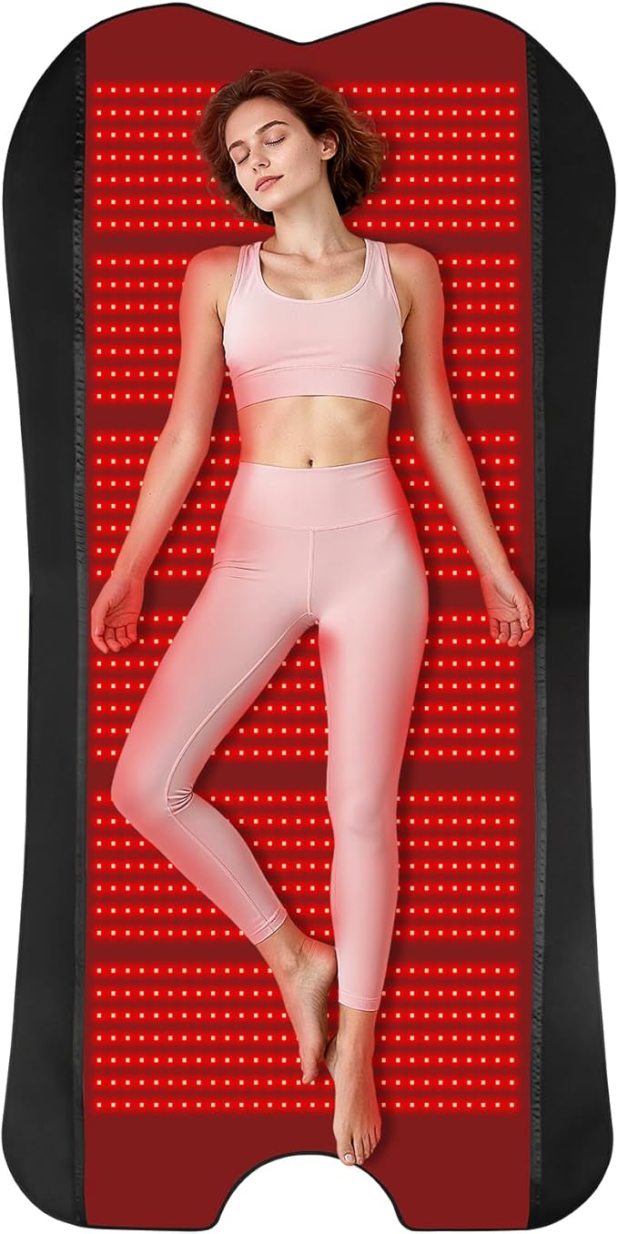 Red Light Therapy Mat for Body, 76.8''x 39.4'' Red Light Therapy Blanket, 1260pcs 2 in 1 LEDs (660nm & 850nm), Premium Leather, 3 Modes & Adjustable Timer
