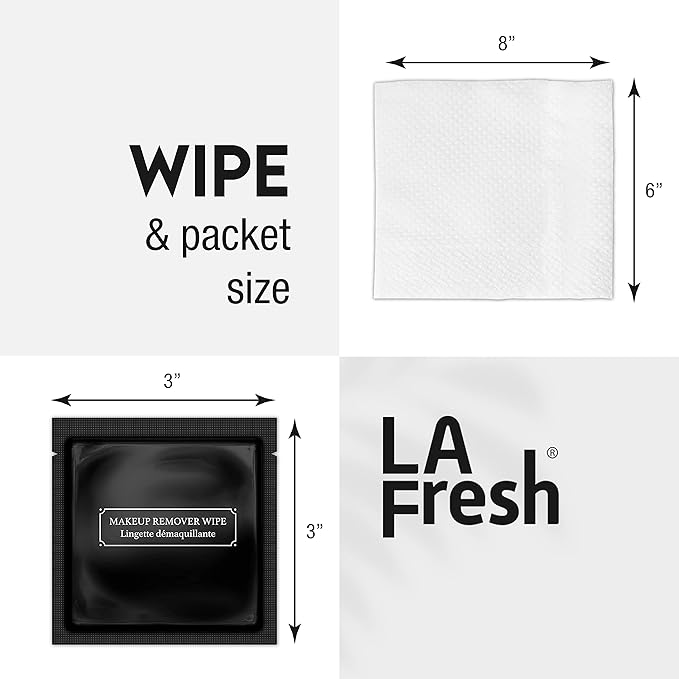 La Fresh Hotel Premium Paraben-Free Makeup Remover Wipes - Black With Light Flora Scent 8x6" Wet Wipes - 500 Wipes, Skin Care Travel Essentials