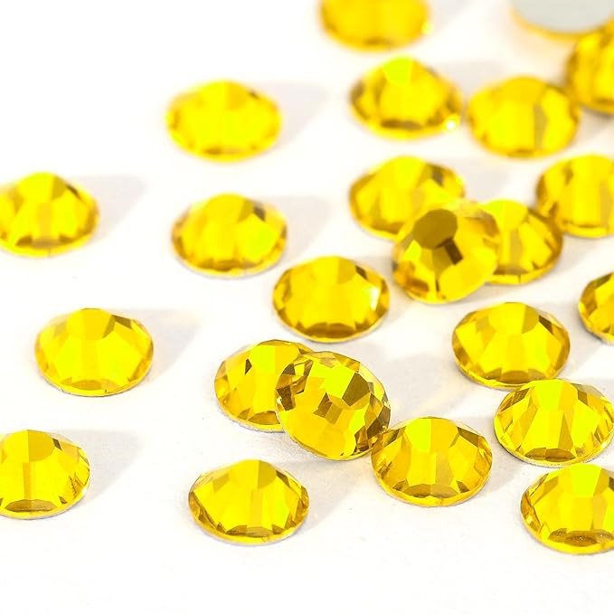 Novani Lemon Yellow Rhinestones, Flatback Crystal Loose Gemstones 1440pcs Glass Rhinestones for Clothes Shoes Crafts Makeup Nail Art and DIY Decorations(SS16, Citrine)