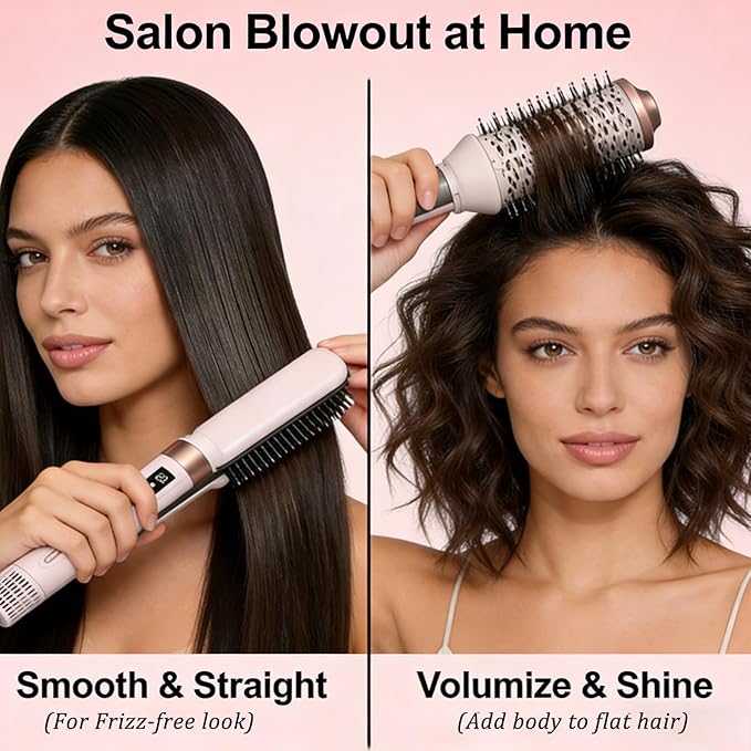 8 in 1 Hot-Air Hair Brushes - Air Wrap Hair Styler & Blow Dryer Brush,Multi Hair Styler for Salon Blowouts, Smooth Curls, Volumizing and Straightening,Gifts for Women，No Heat Damage for All Hair Types