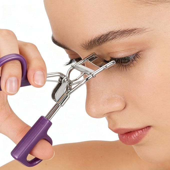 Eyelash Curler, Professional Eyelash Curler, Wide Fit Comfortable Curved Design with Non-Slip Grip, Clump-Free Lift, All The Way Up Lash Curler, Achieve Perfect Curls in 5 Seconds (Purple)