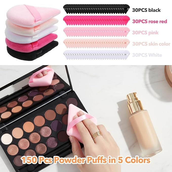 150PCS Powder Puffs for Face Powders, Triangle Powder Puff for Loose and Press, Makeup Sponge Powders Applicator for Face and Eye