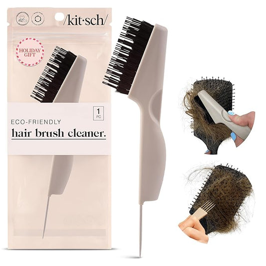 Kitsch Hair Brush Cleaner Tool | Double-Sided 2-in-1 Brush Cleaner for Hair Brushes & Combs | Eco-Friendly Cleaning Tool with Pick & Bristles, Perfect Gifts for Women | Hair Stylist Essentials
