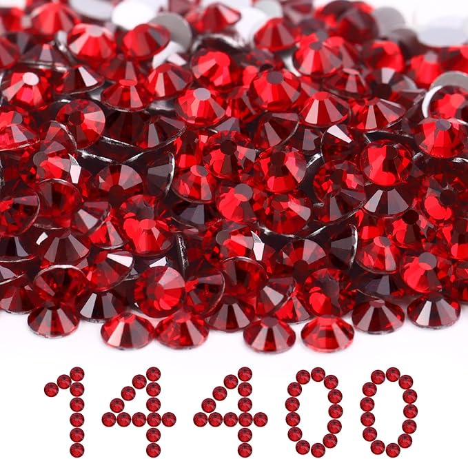 MEIBITE Flatback Rhinestones Bulk, 14400PCS Siam Rhinestones for Clothes DIY Decoration Crafts, Siam, SS20, 4.6-4.8mm