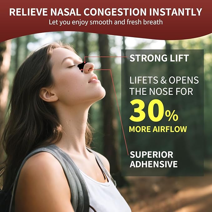 Nasal Strips for Snoring & Breathing Relief | Nose Tape for Nasal Congestion Relief | Effective Nose Strips to Open Airway, Improve Sleep & Anti Snoring (Black-30 Packs)