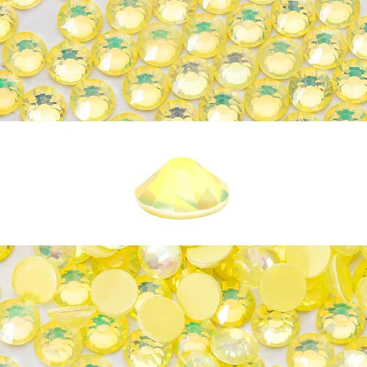 Novani 576 Pieces Flatback Rhinestones Glass Round Gems F-Lt.Yellow Crystals for Nail Art DIY Crafts Clothes Shoes,SS30,6.4-6.6mm