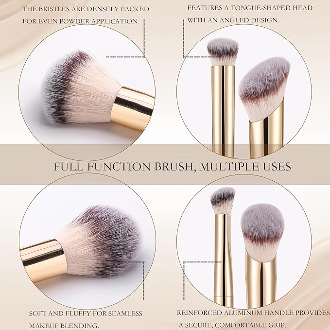 Makeup Brushes | Contour Brush Set,3Pcs Professional Foundation Brushes Angled Synthetic Kabuki Brush for Concealer, Blush and Eyeshadow