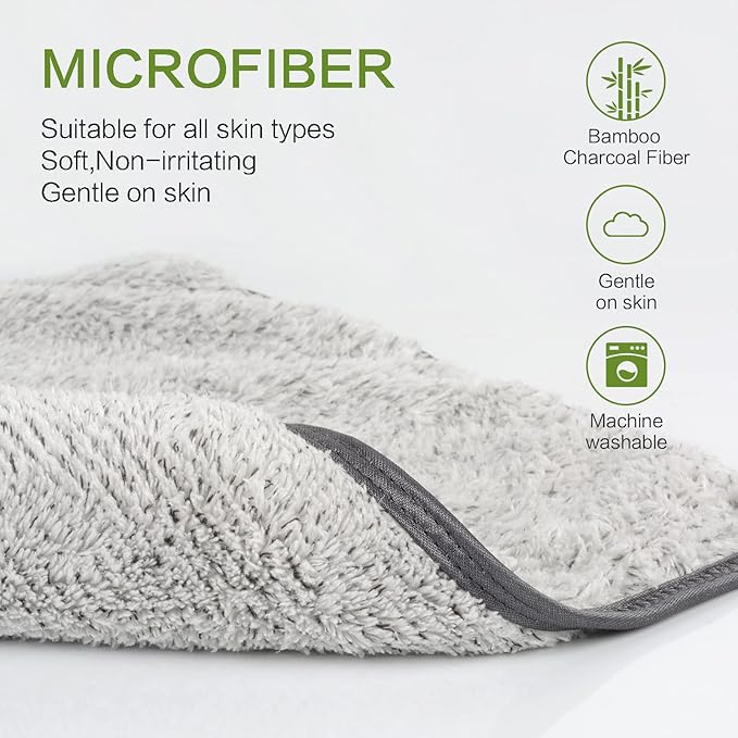 SUNLAND Microfiber Face Towels Reusable Makeup Remover Cloth Facial Washcloths for Bath 11Inchx11Inch 6 Pack Grey