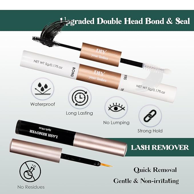 Lash Clusters 320PCS 12-20MM 30D+40D+80D+100D DIY Eyelash Extensions Kit Natural Individual Lashes Thick Volume Eyelash Clusters D Curly Lash Extension kit with Bond + Seal + Remover + Tweezers-4