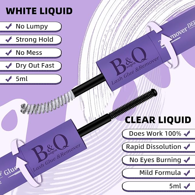 B&Q Lash Bond DIY Eyelash Glue and Lash Remover Fast Removal with No Residue (Bond and Remover)