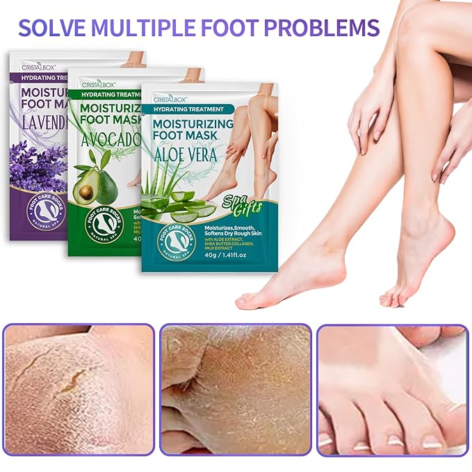Moisturizing Foot Mask 5 Pack,Hydrating Foot Masks for Dry Cracked Feet,Moisturizing Socks Dry Skin Moisturizer for Soft and Smooth Touch Feet,Foot Care Spa Gifts for Women Men Valentines Gifts