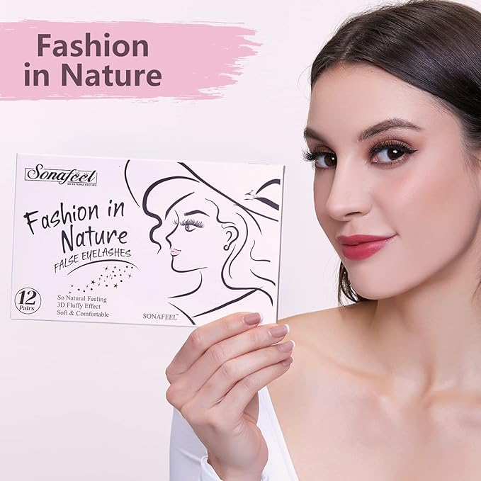 SONAFEEL Natural Fasle Lashes Wispy Lashes Natural Look 12Pairs 15mm Manga Eyelashes Reusable Spiky Lashes Pack 3d Mink Lashes