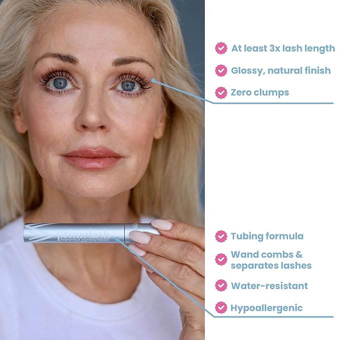 Prime Prometics PrimeLash Mascara for Older Women – Volumizing, Incredible Length in 2 Coats – Long-Stay, Zero Clumps, Hypoallergenic (Blue)