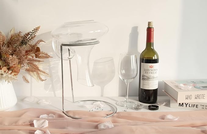 Wine Decanter Drying Stand with Rubber Coated Top to Prevent Scratches, Wine Decanter Drying Rack for Standard Large Wine Decanters, Decanter Cleaner Includes Cleaning Brush