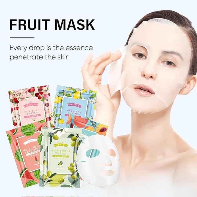20 Sheets Face Masks Skincare,Hydrating Face Masks Suitable for All Skin Types,Facial Masks for Women Skin Care, Soothe and Moisture Face Sheet Masks for Spa