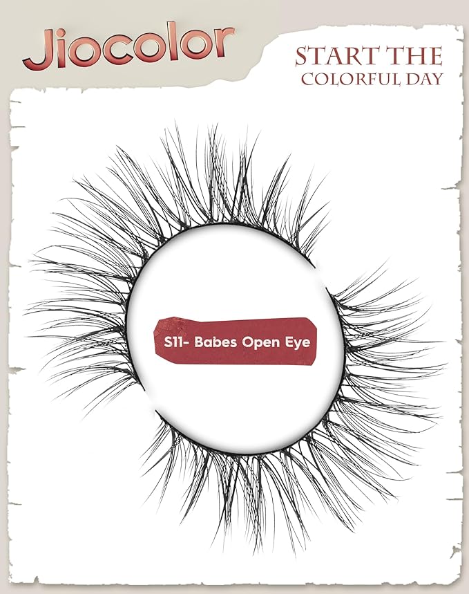 Eyelashes Natural Look Short Wispy False Lashes Thin Band C Curl Mink Lashes 11 mm Volume Demi Wispies False Eyelashes 7 Pairs S11
